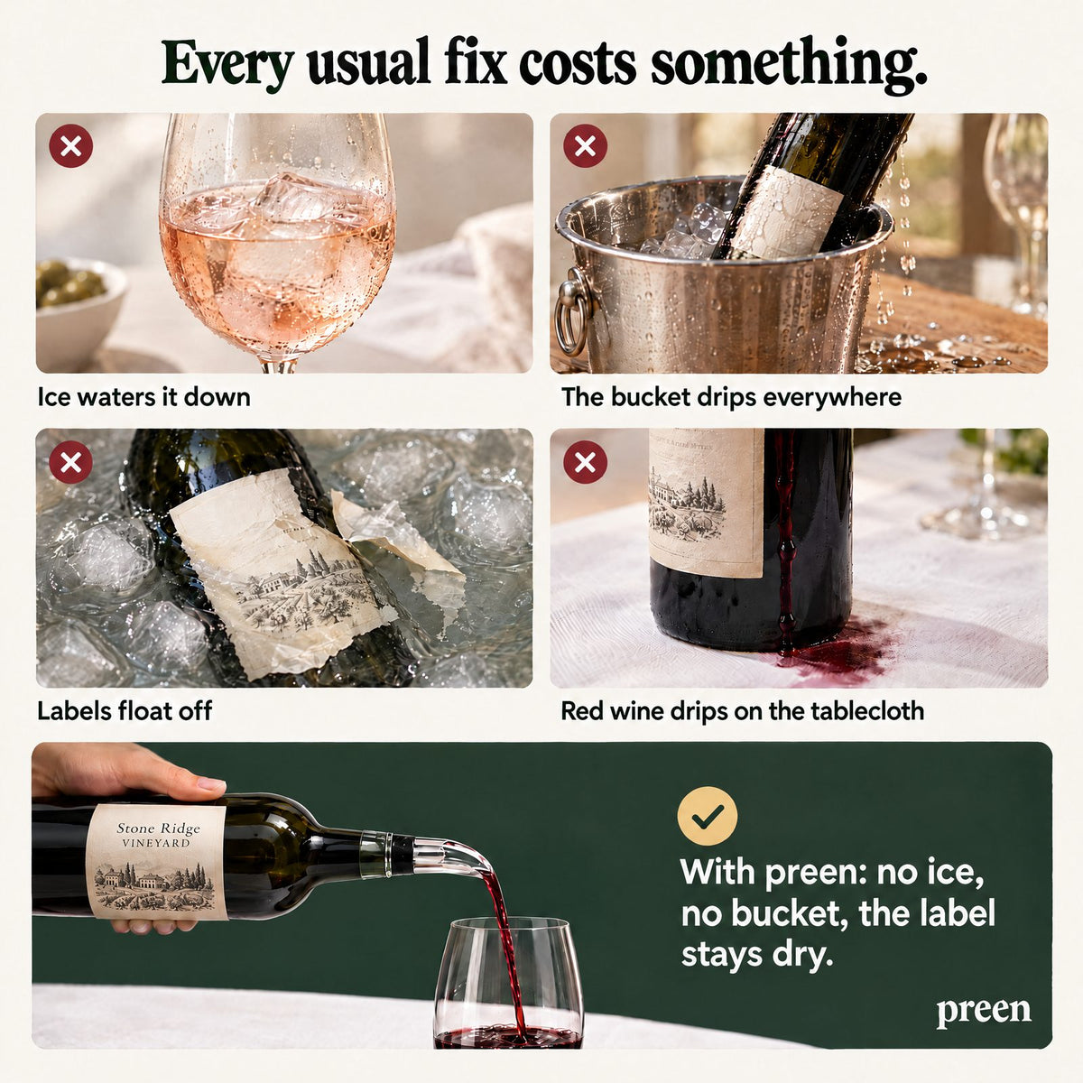 Every usual fix costs something: Preen Keeper vs ice and buckets